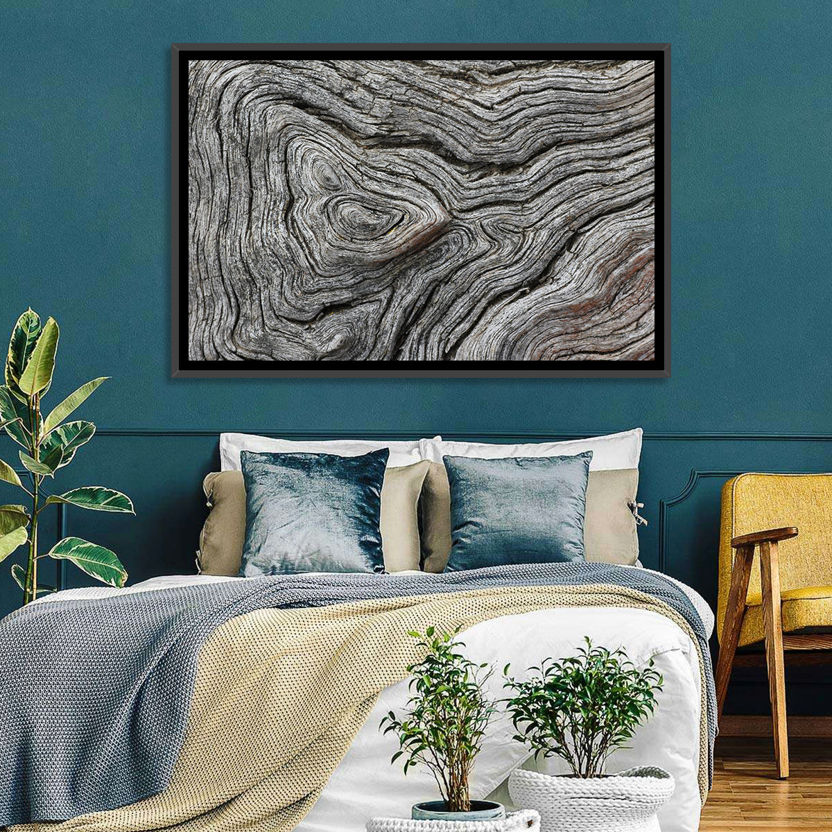 Tree Growth Rings Wall Art in a room, landscape