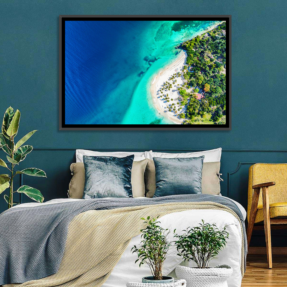 Cayo Levantado Aerial View Wall Art in a room, landscape