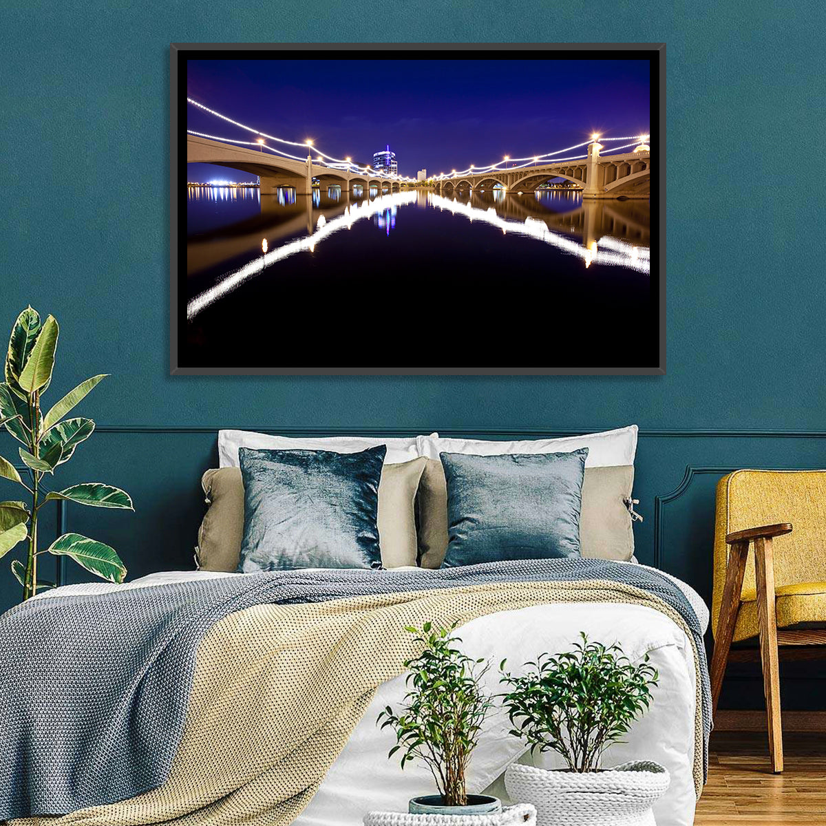 Mill Avenue Bridge Night Reflections Wall Art