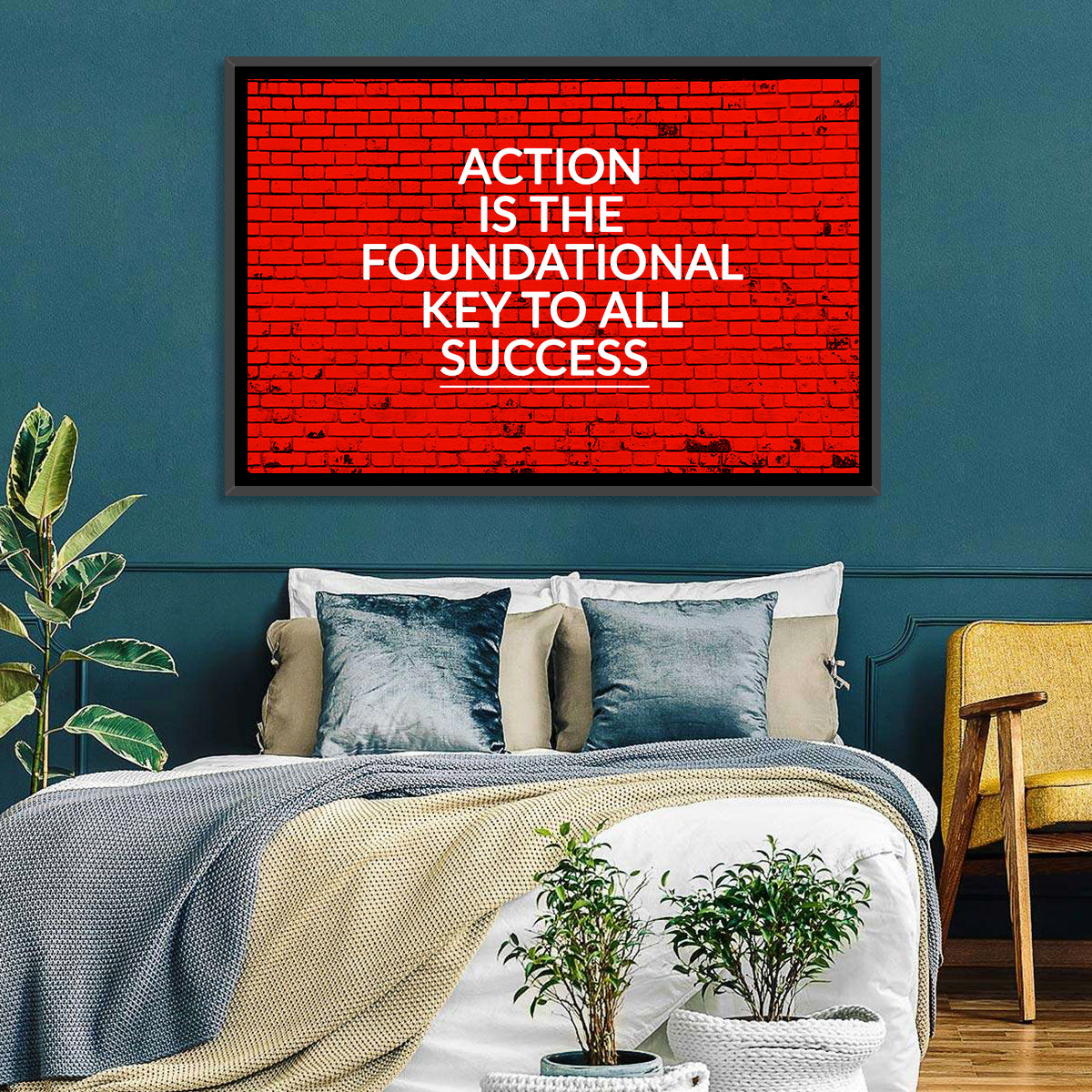 Key to Success on Red Brick Wall Art in a room, landscape