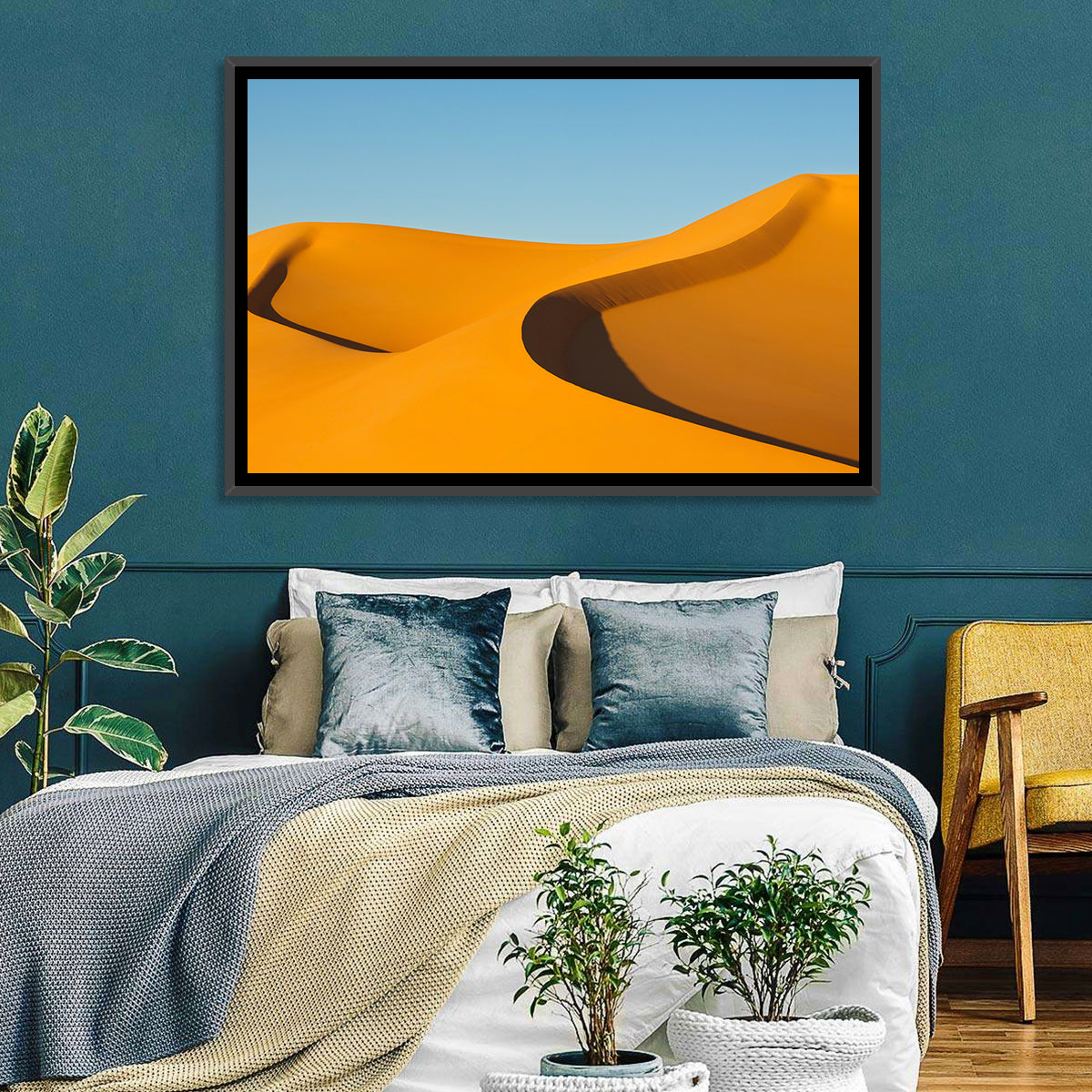 Awbari Golden Dunes Wall Art in a room, landscape