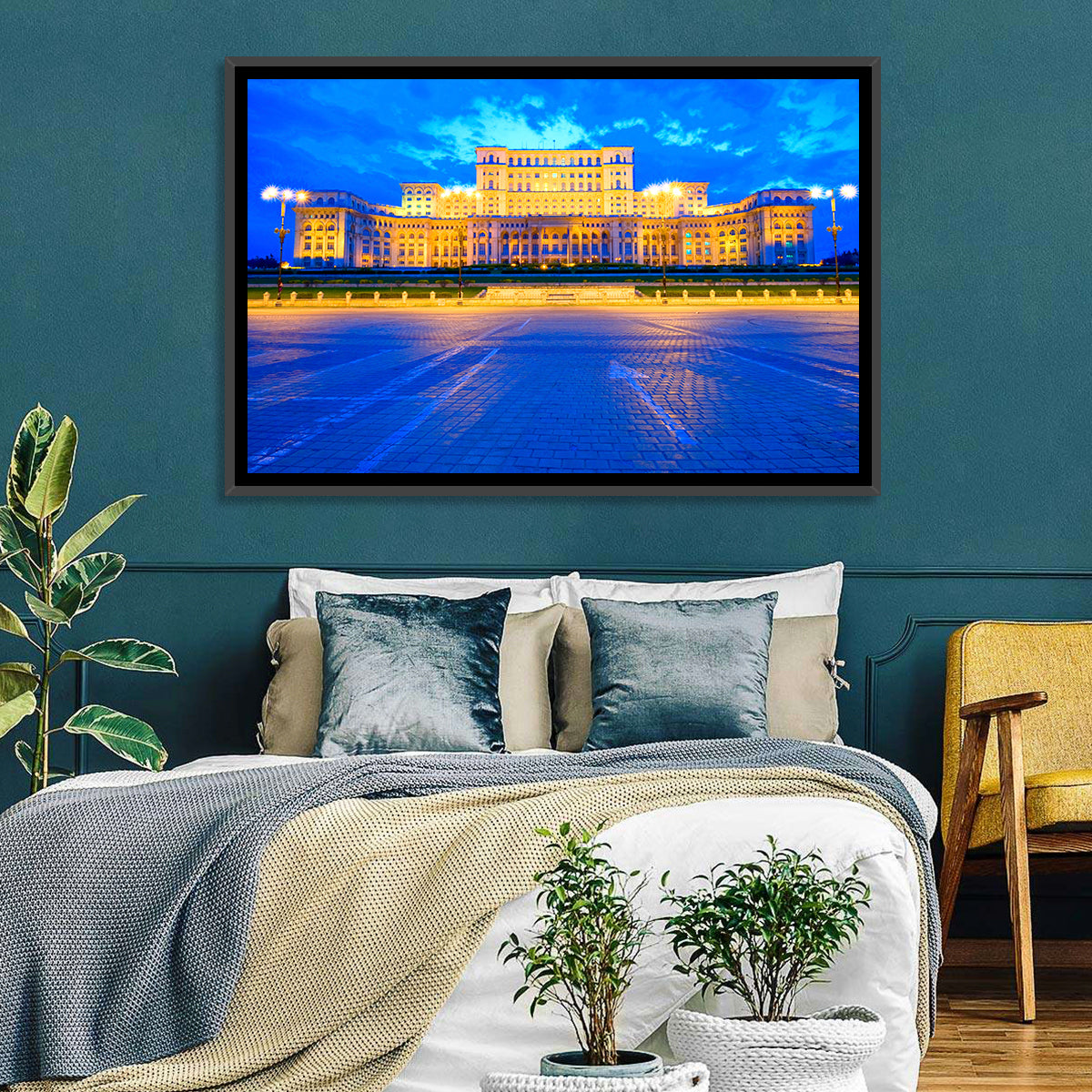 Palace of the Parliament at Twilight Wall Art