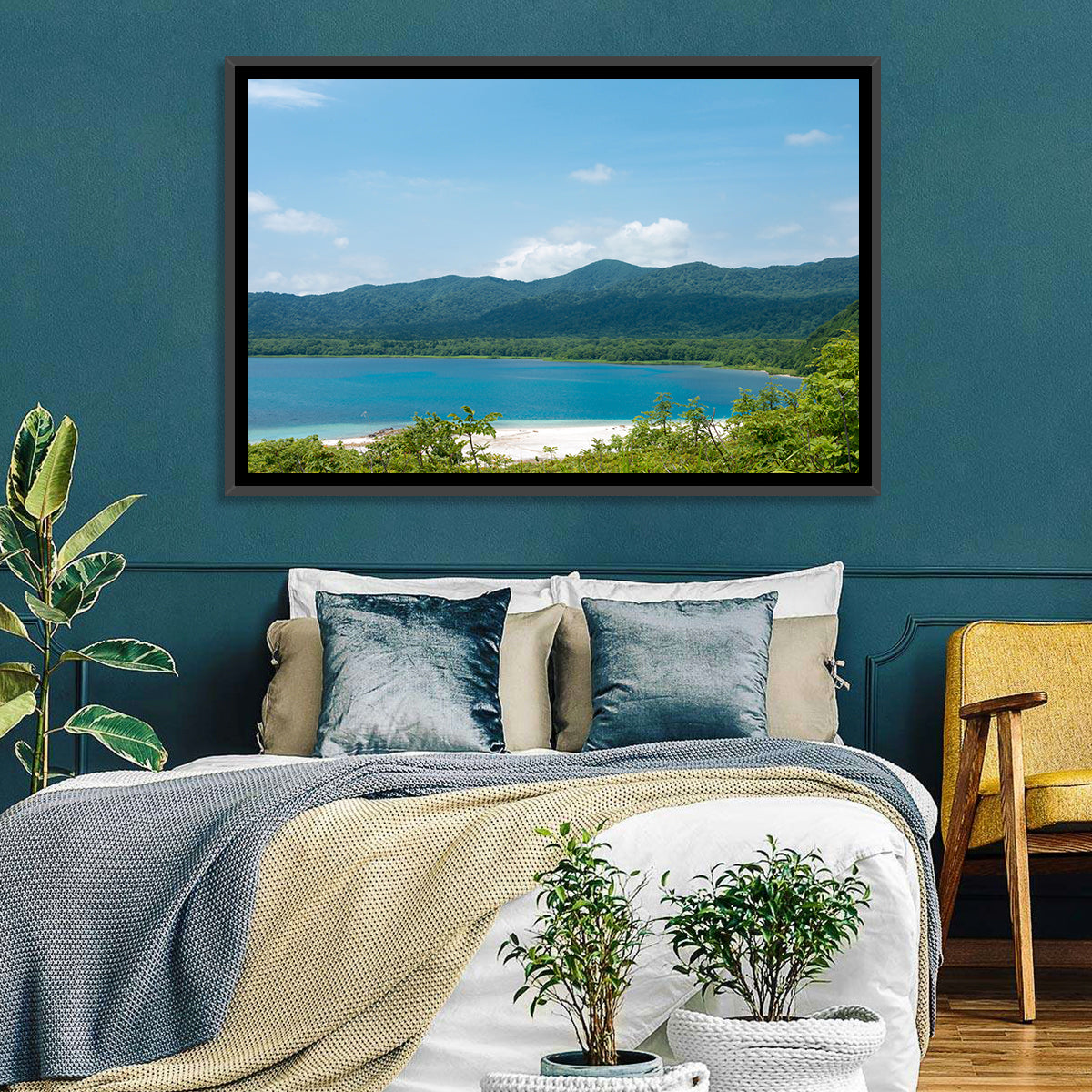 Usori Lake Shoreline Wall Art in a room, landscape