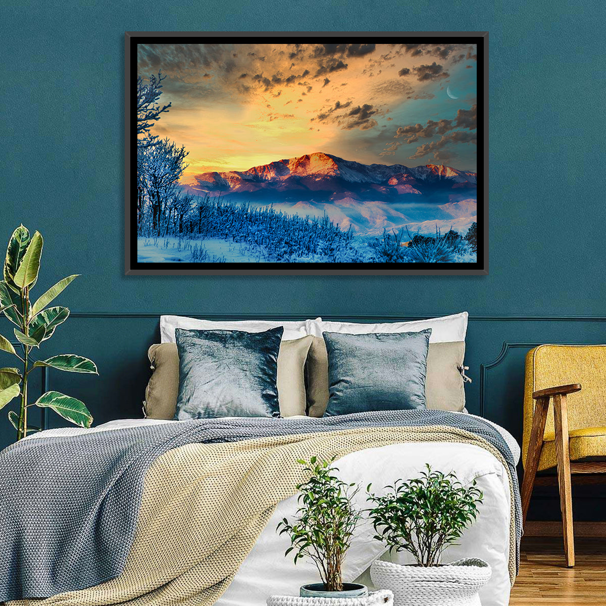 Pikes Peak Golden Sunset Wall Art