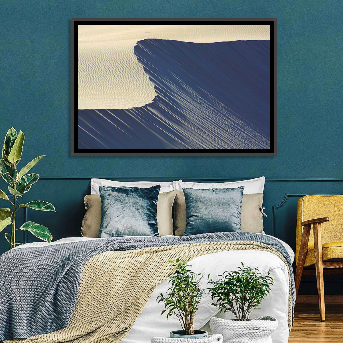 Minimalist Sand Dunes in Late Light Wall Art in a room, landscape