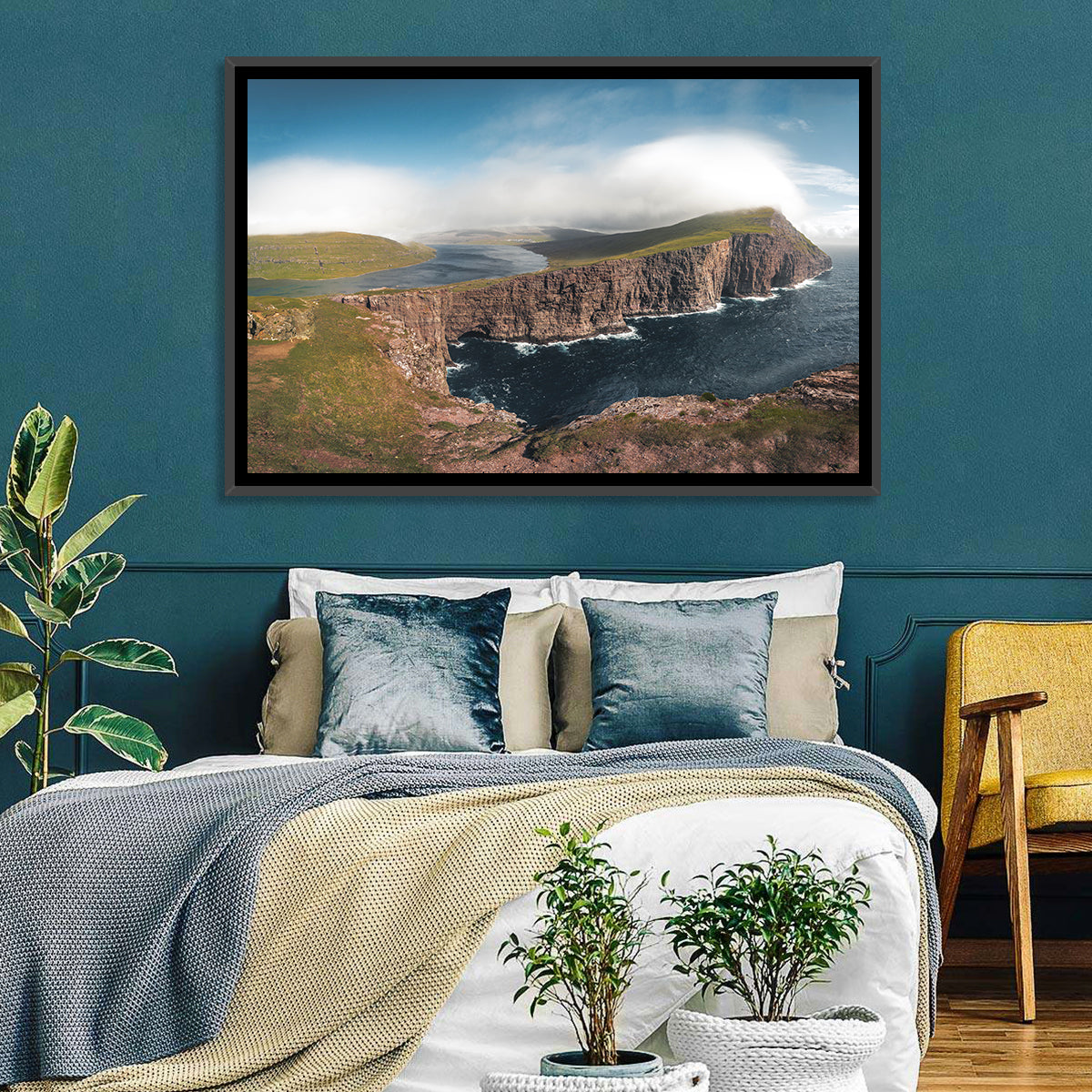 Traelanipa Cliffs, Sørvágsvatn Wall Art in a room, landscape