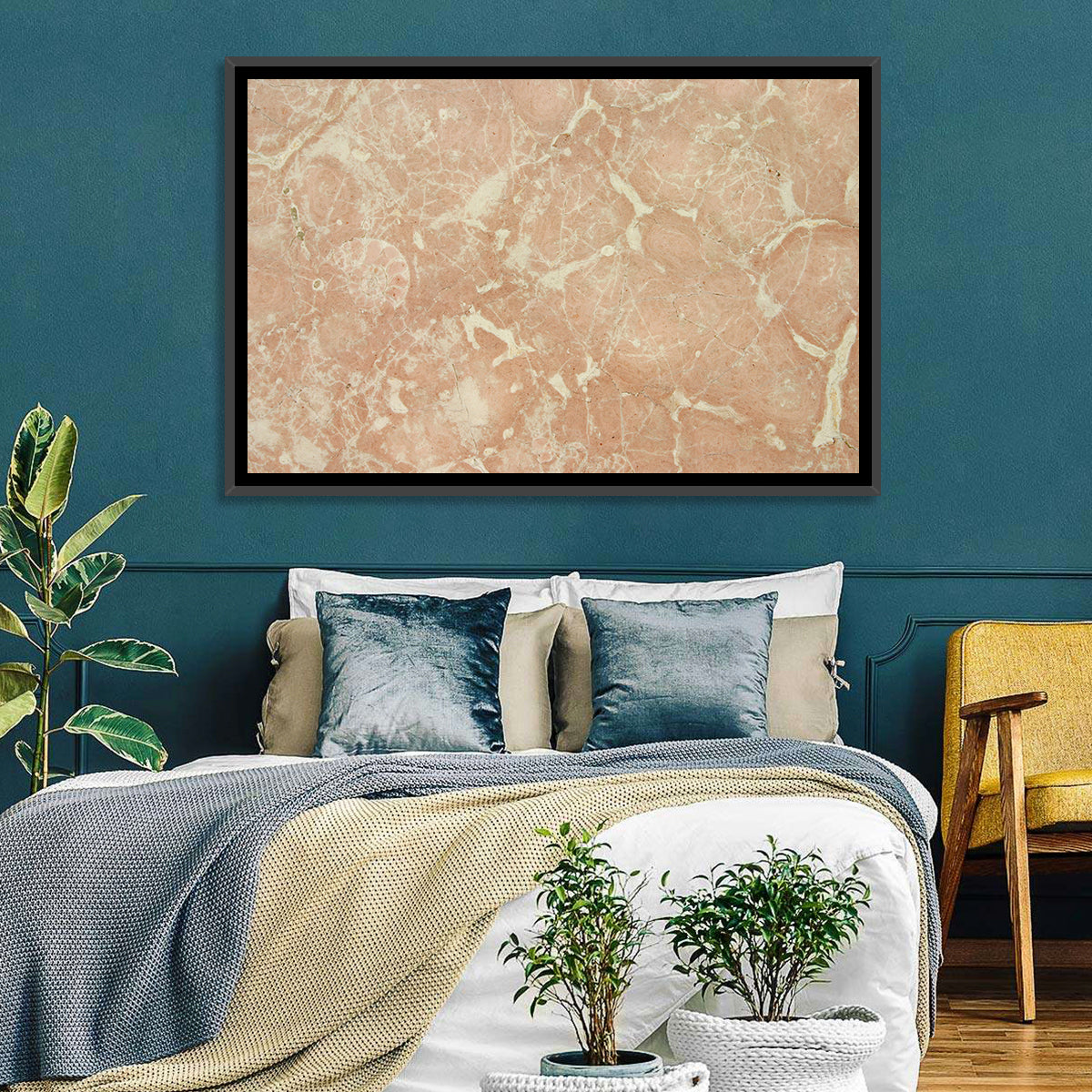 Fossil Veins Marble Study Wall Art in a room, landscape