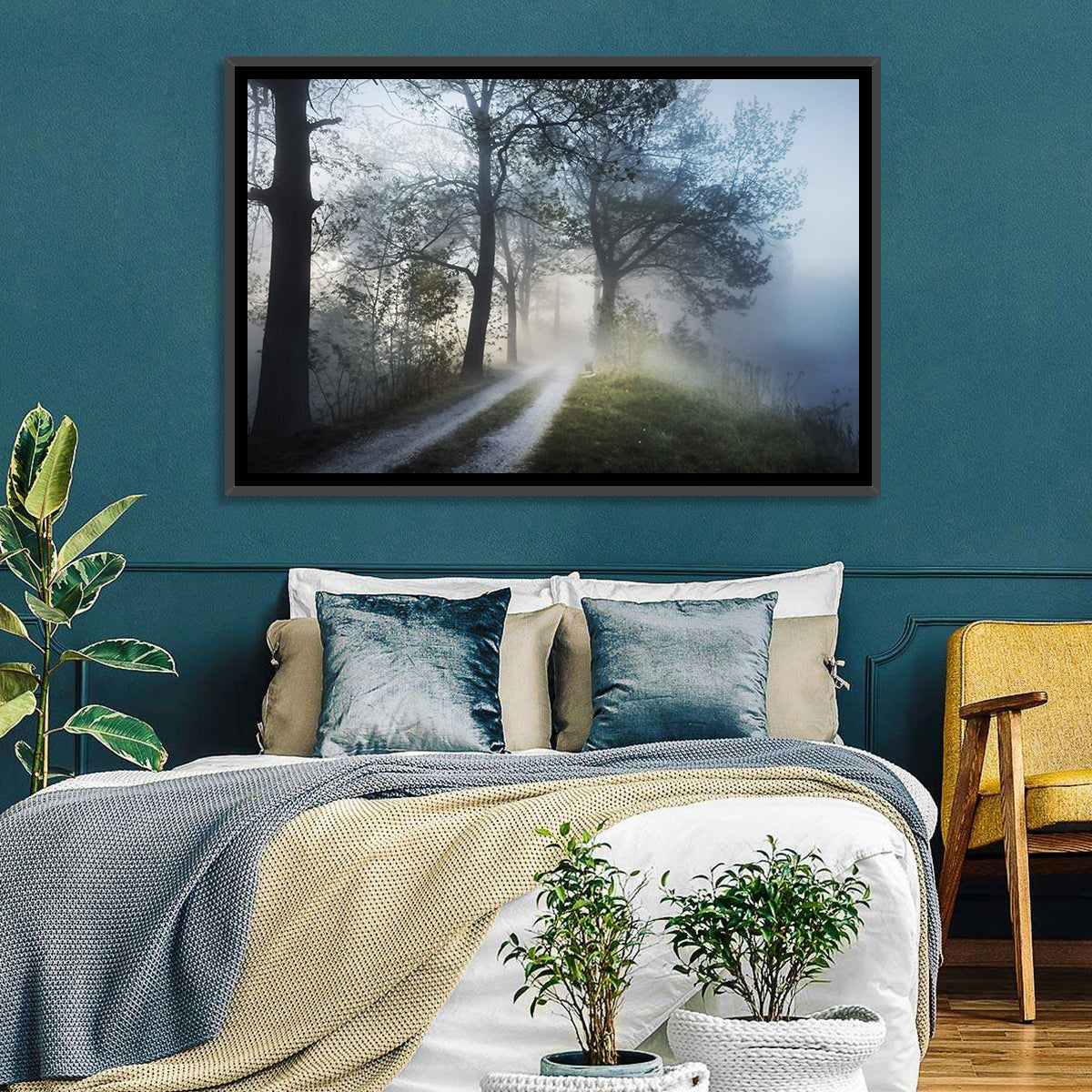 Foggy Forest Pathway Wall Art