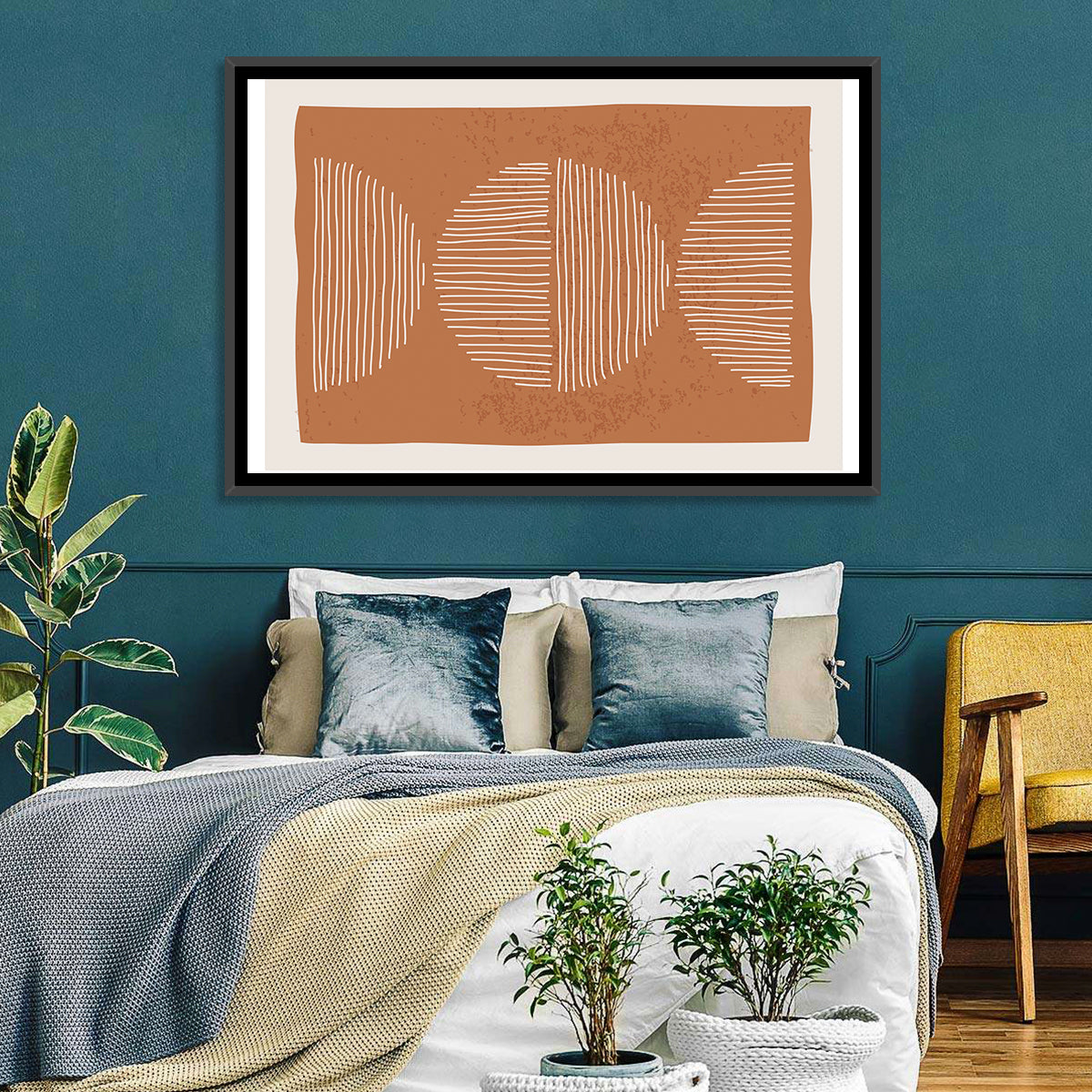 Terracotta Timelapse Circles Wall Art in a room, landscape