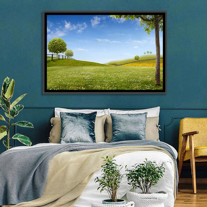 Green Sunflower Fields Wall Art