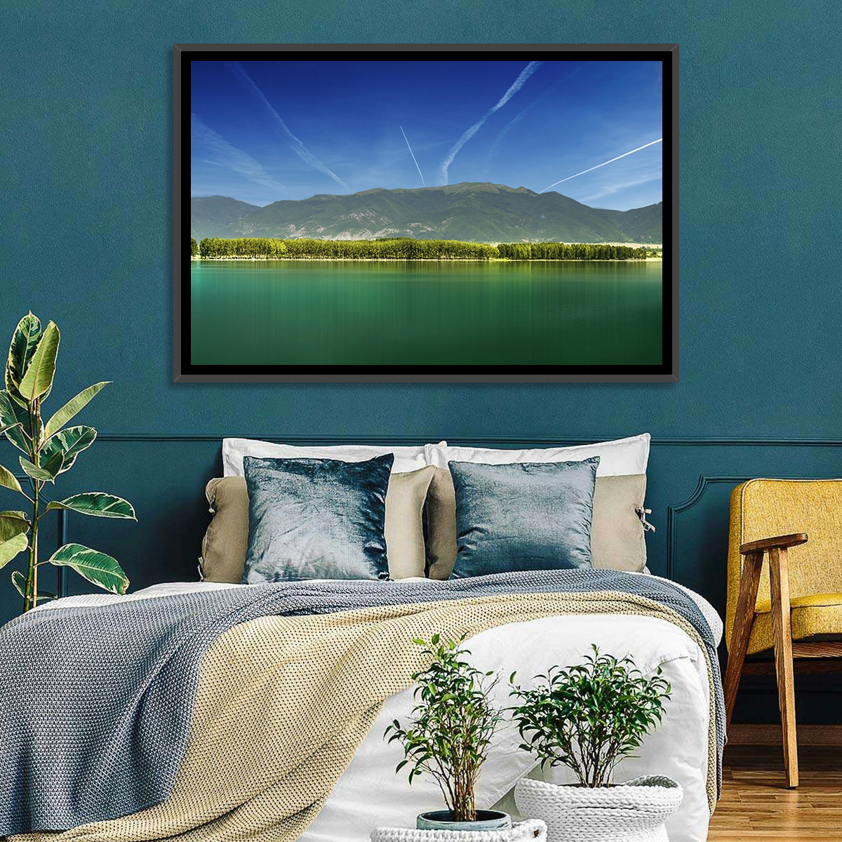 Koprinka Dam Reflections Wall Art in a room, landscape