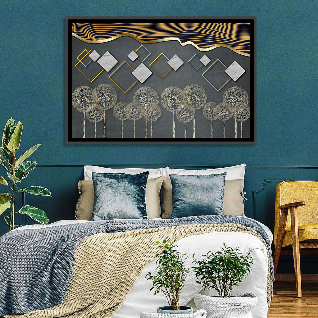 Gray and Gold Dandelion Wall Art