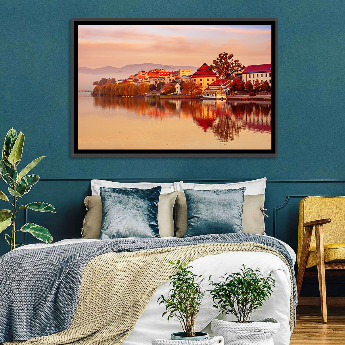 Svět Pond, Trebon Sunrise Wall Art in a room, landscape
