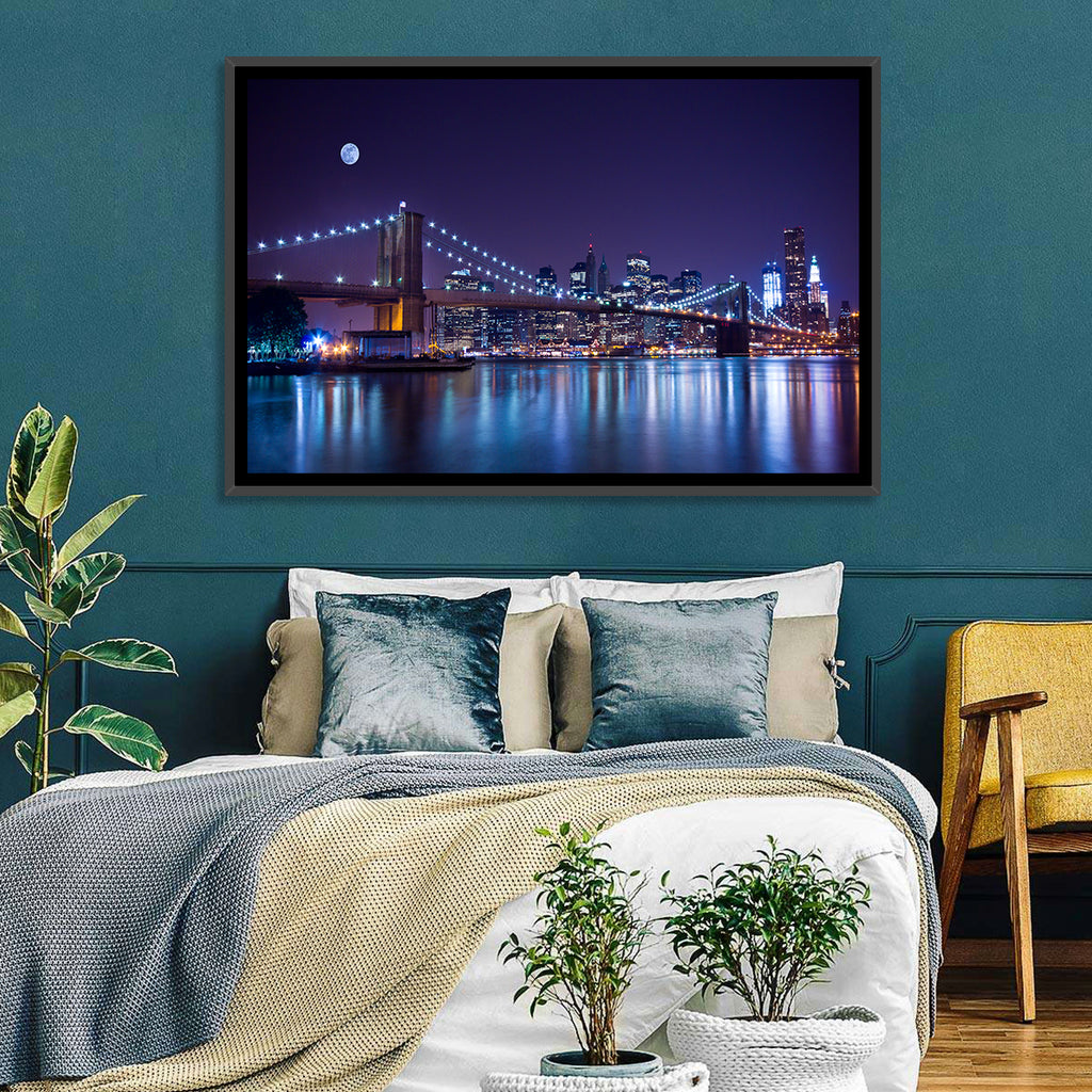 Brooklyn Bridge Moonlit Reflections Wall Art
