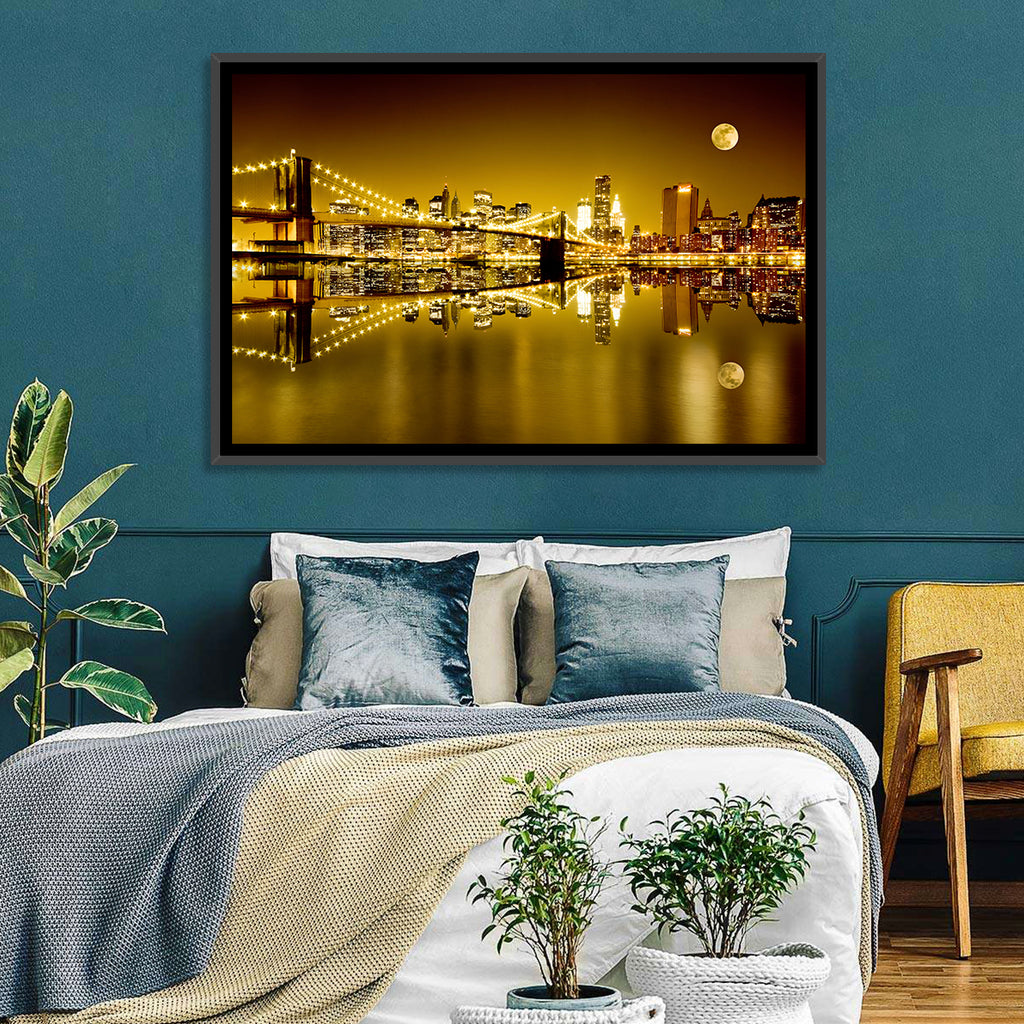 Brooklyn Bridge Moonlit Reflection Wall Art