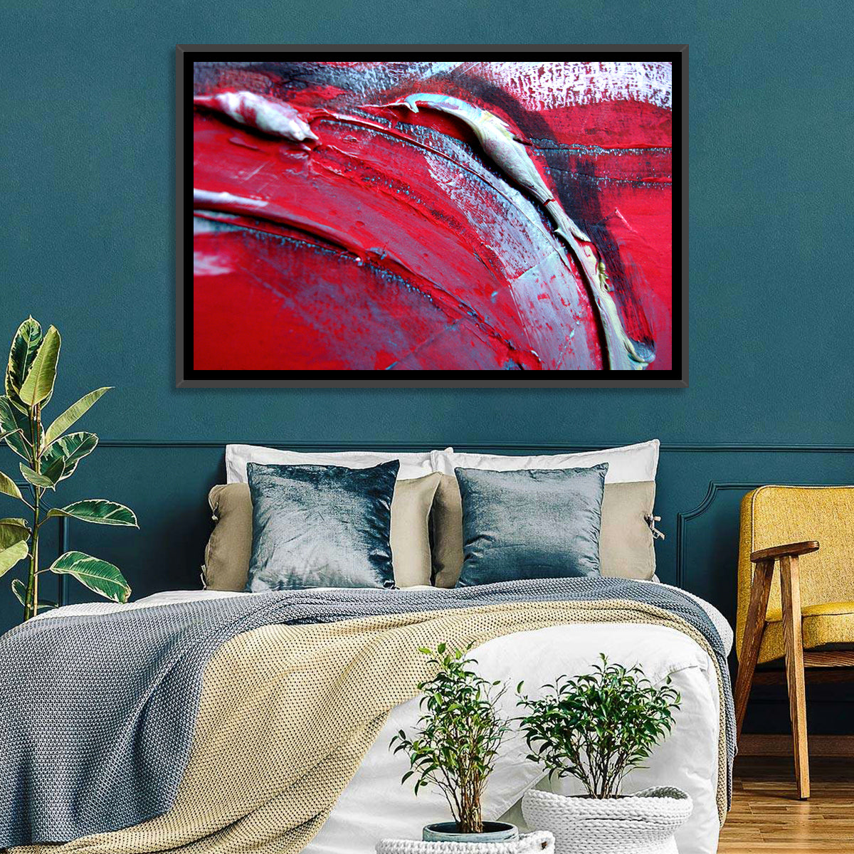 Crimson Impasto Motion Wall Art