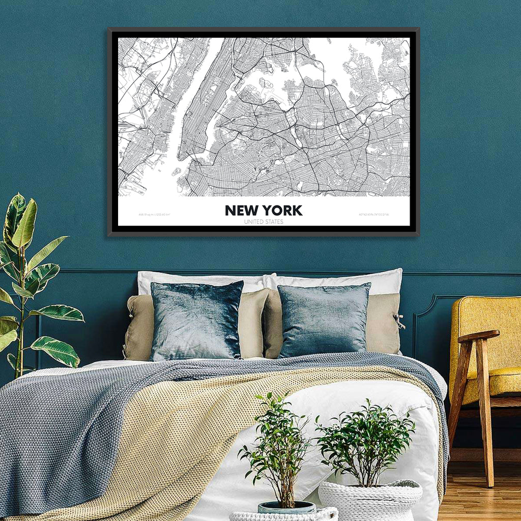 New York Street Grid Map Wall Art