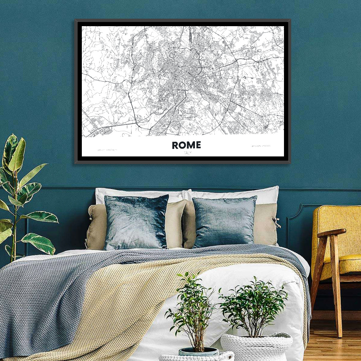 Rome City Map Wall Art in a room, landscape