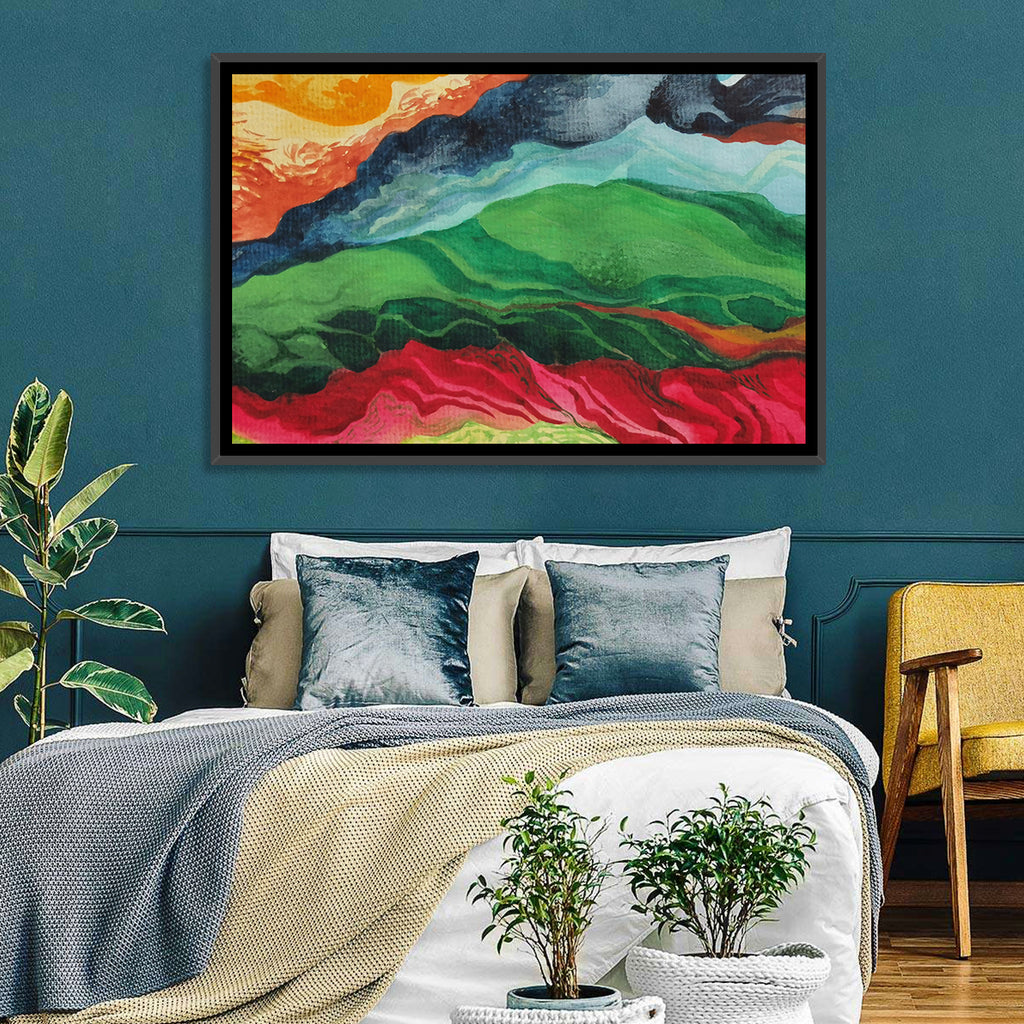 River Through Abstract Mountains Wall Art