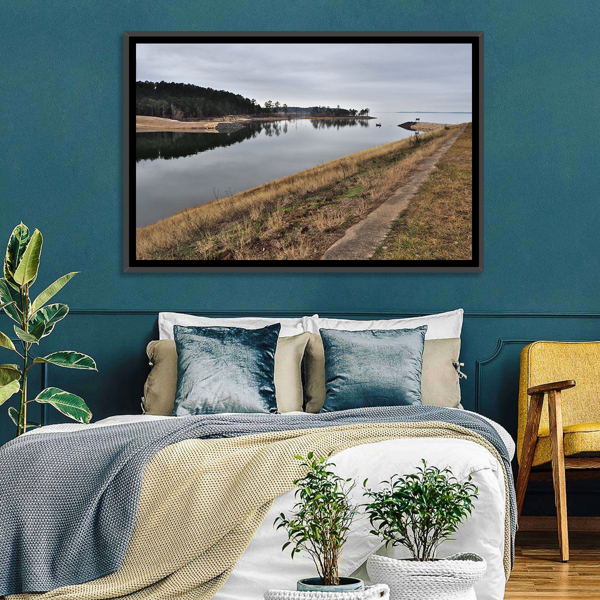 Sam Rayburn Dam Wall Art in a room, landscape