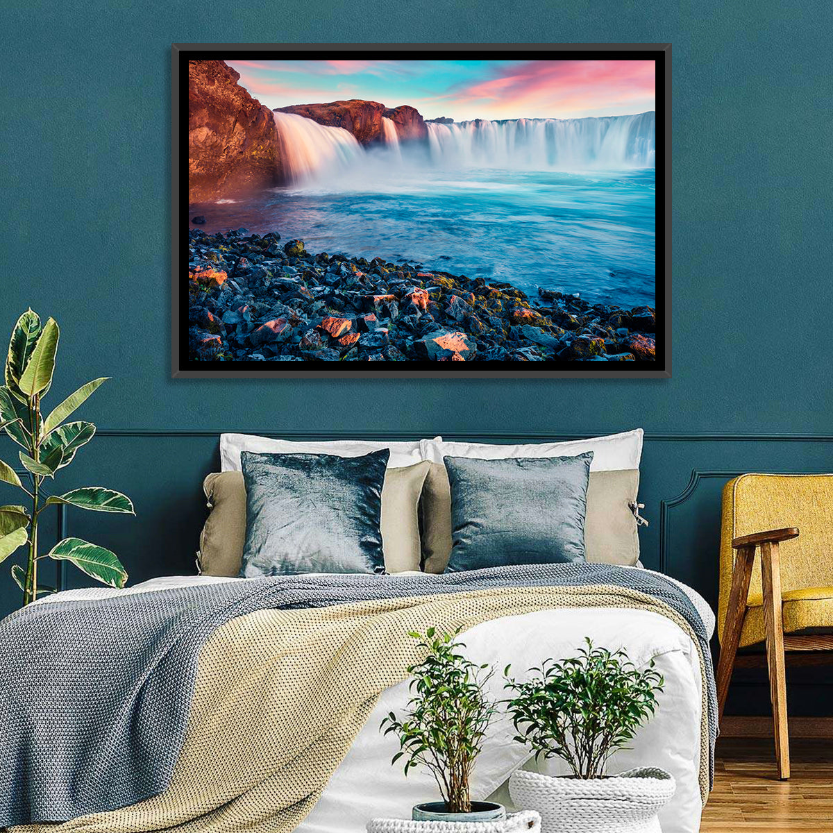 Goðafoss Waterfall at Sunset Wall Art