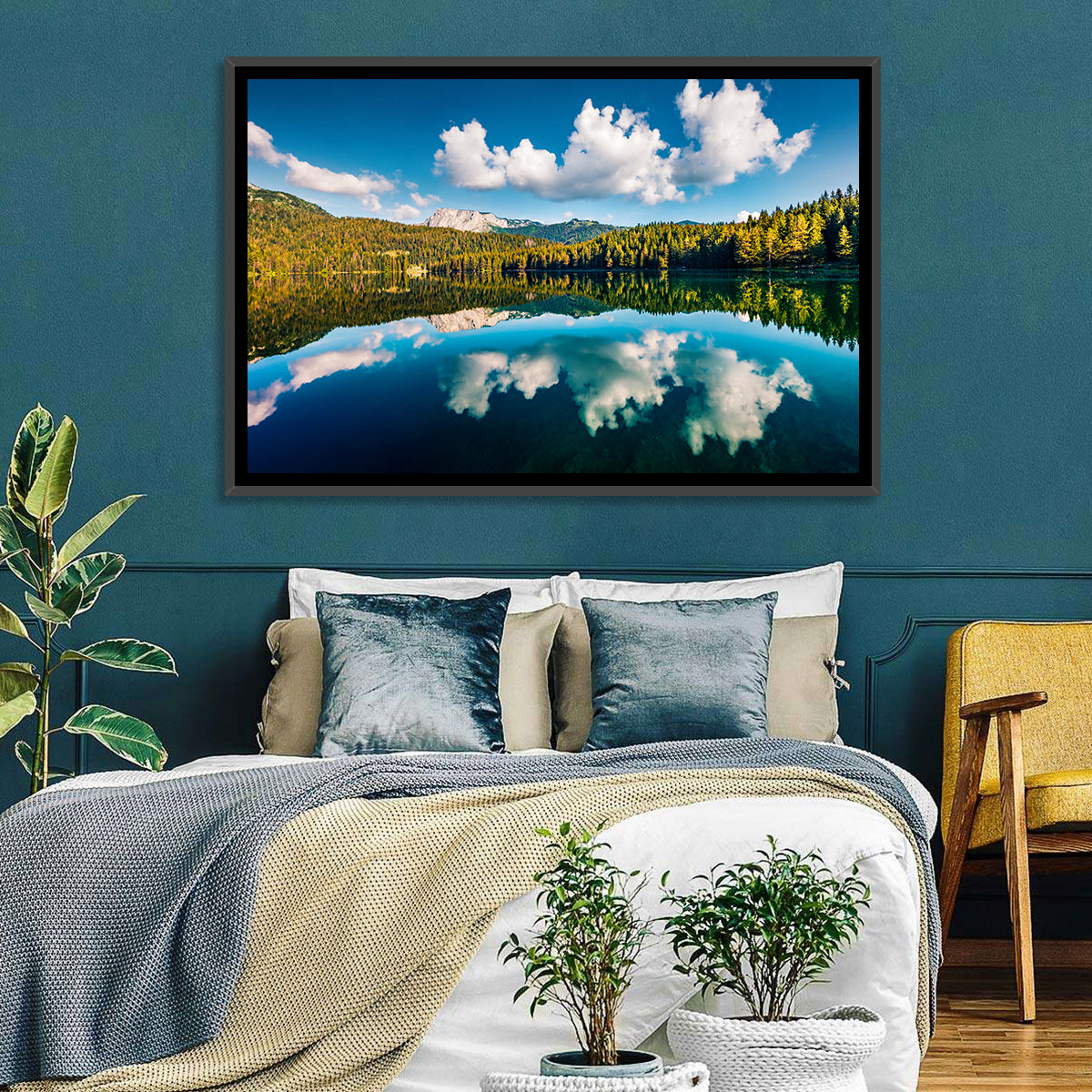 Crno Jezero Lake Wall Art in a room, landscape