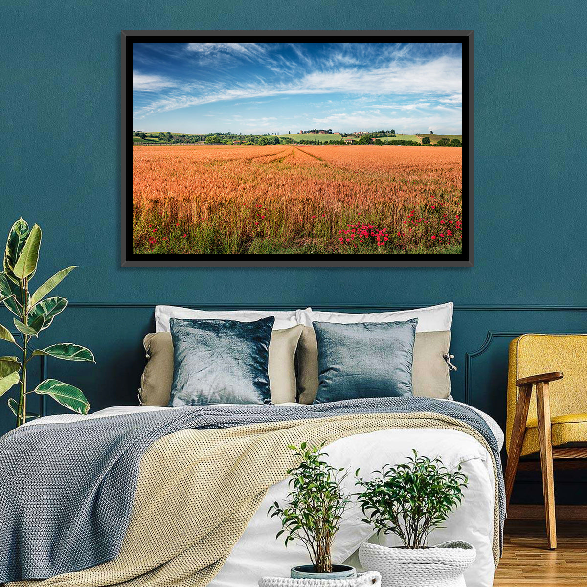 Golden Wheat Field with Poppies Wall Art