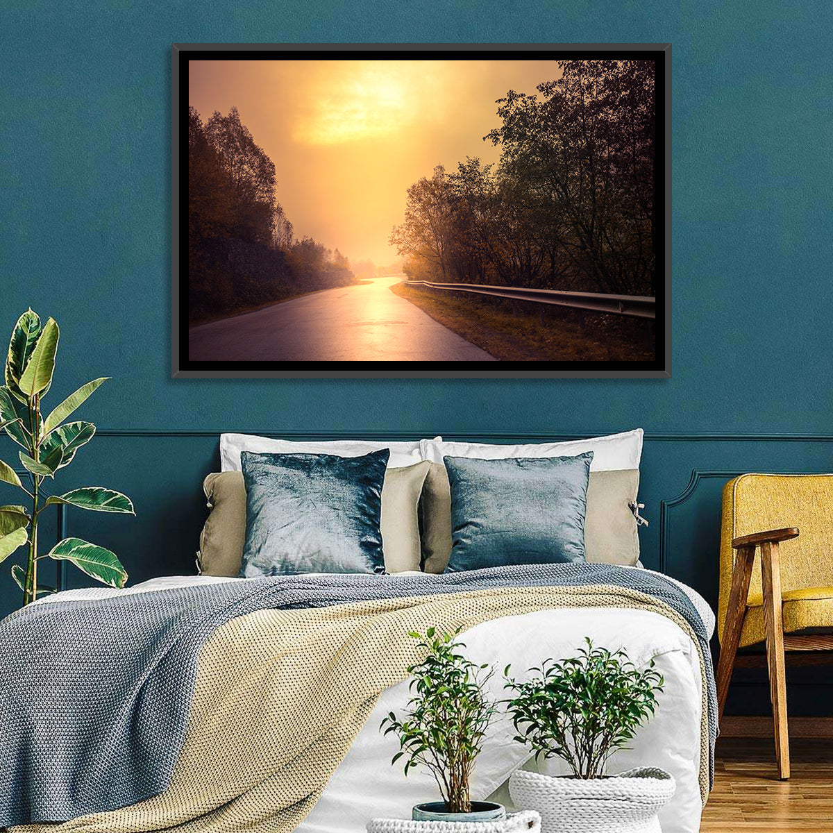 Windy Misty Forest Road Wall Art