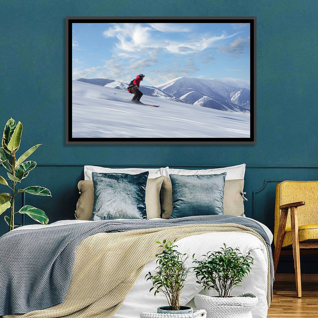 Skier on Snowy Mountain Slope Wall Art
