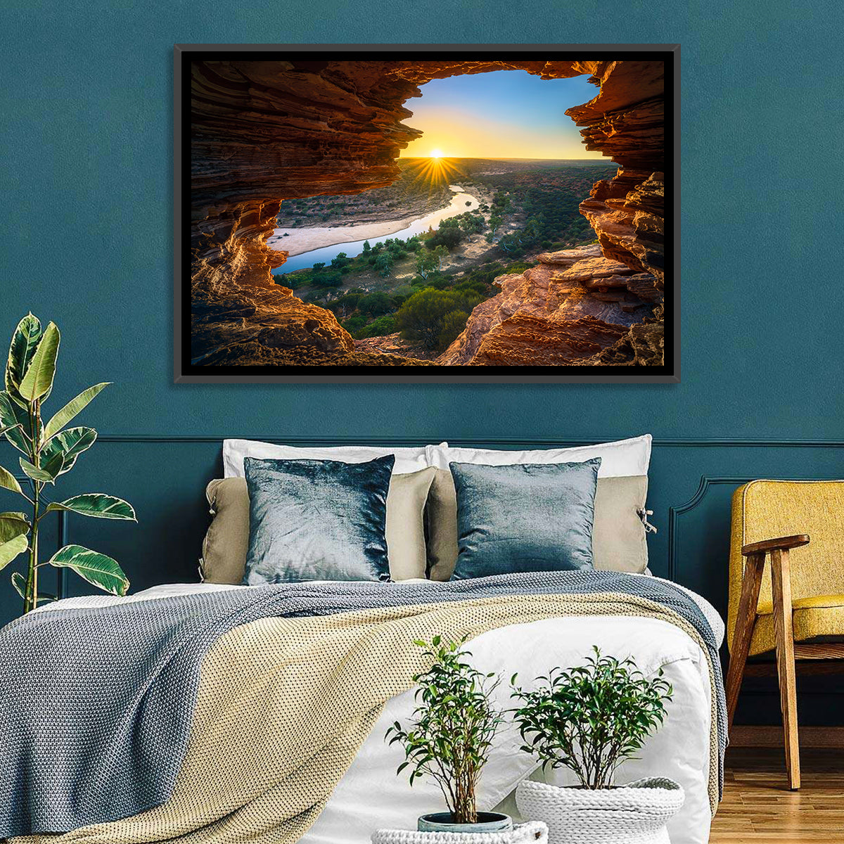 Nature's Window Sunrise, Kalbarri Wall Art in a room, landscape