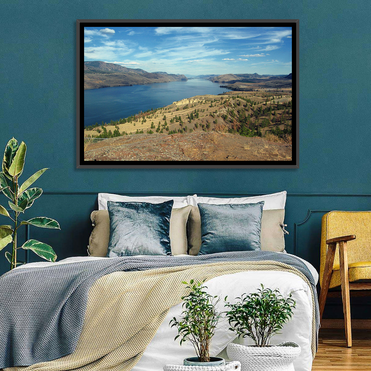 Kamloops Lake View Wall Art in a room, landscape