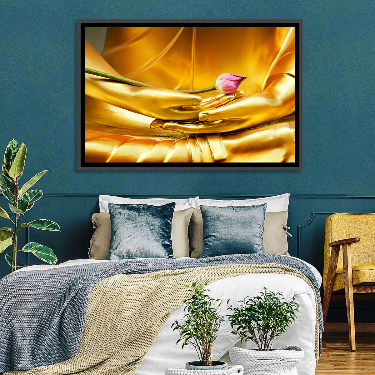 Buddha Hands with Lotus Wall Art