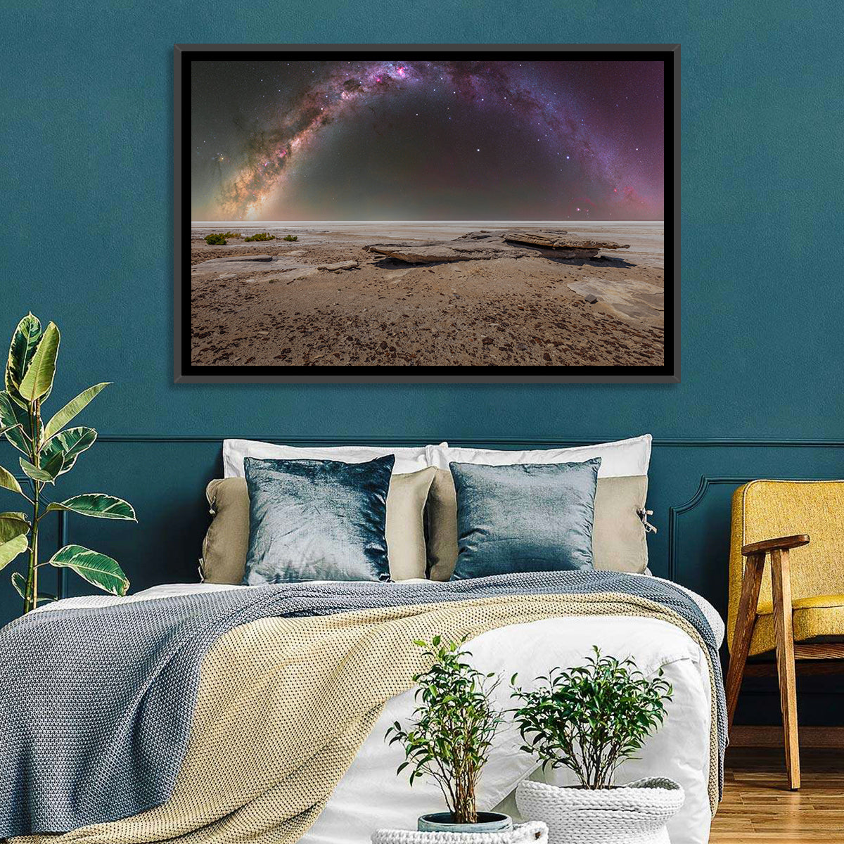 Lake Eyre Milky Way Wall Art in a room, landscape