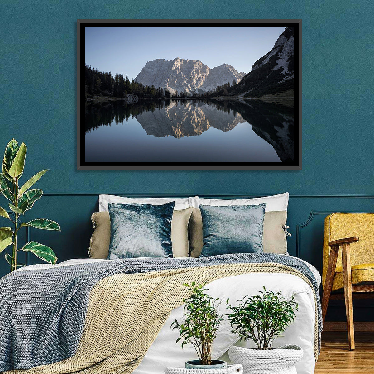Zugspitze from Lake Seebensee Wall Art in a room, landscape