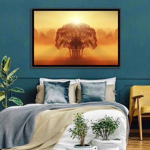 Hazy Tree Sunset Wall Art