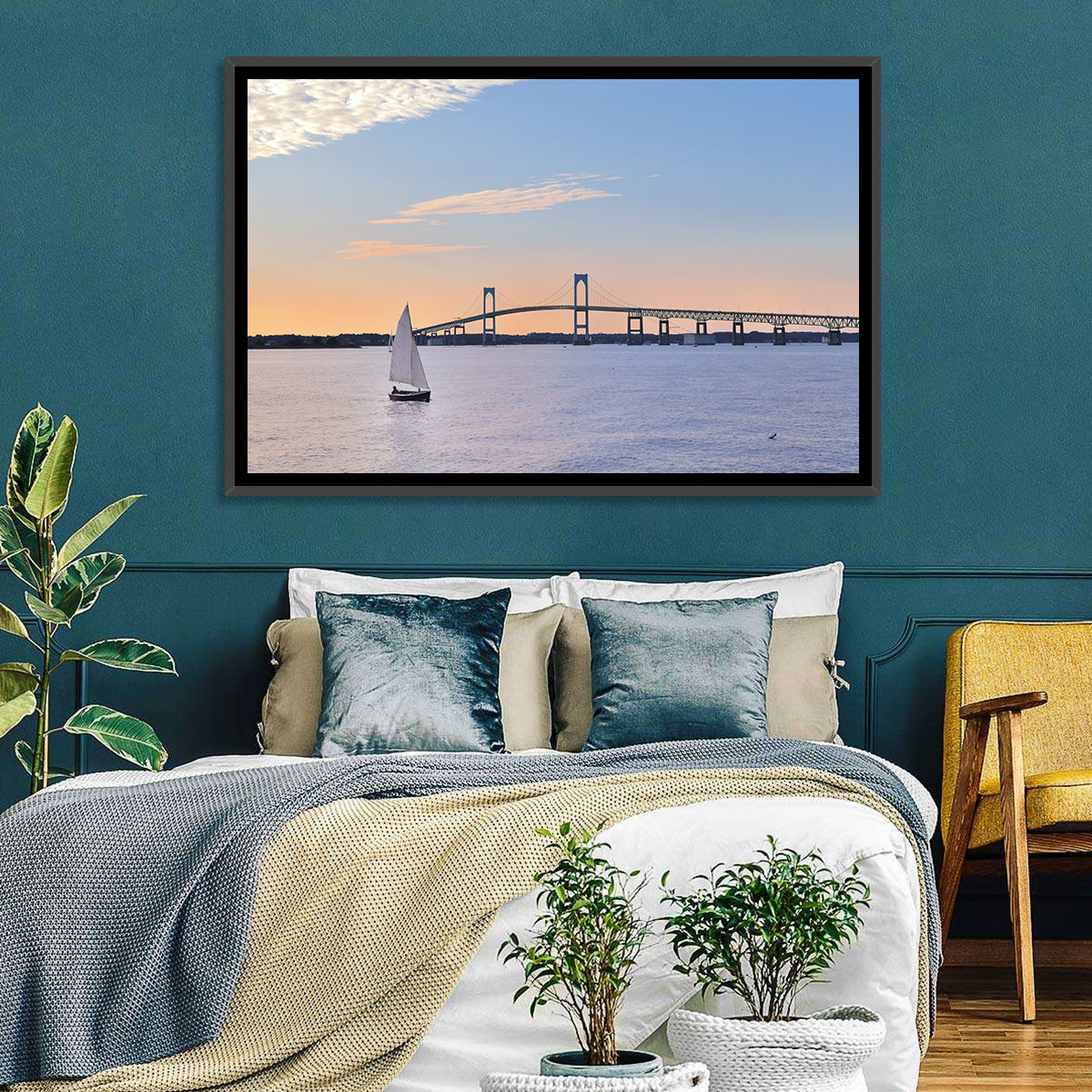 Newport Bridge at Sunset Wall Art