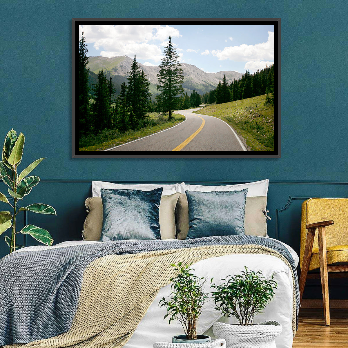 Colorado Mountain Road Wall Art in a room, landscape