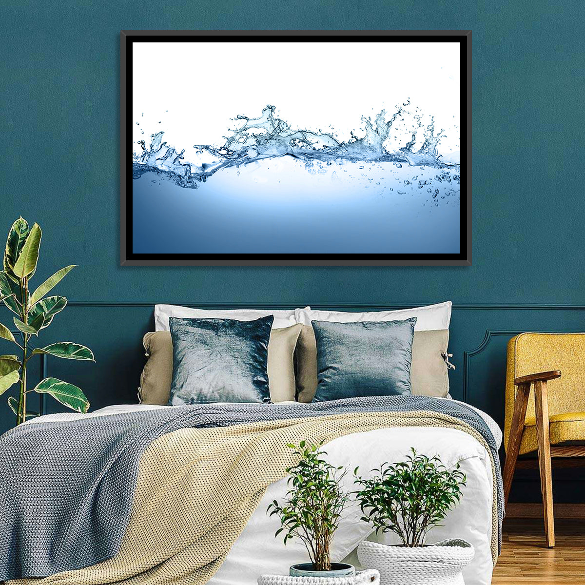 Fresh Water Splash Wall Art in a room, landscape