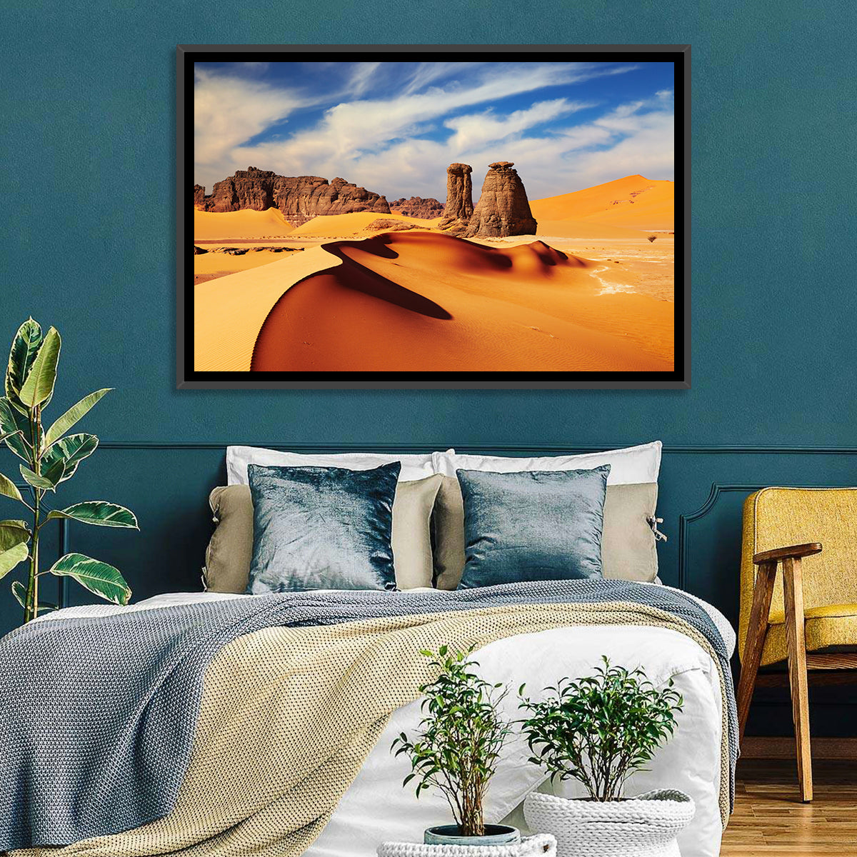Tadrart Rouge Sand Dunes Wall Art in a room, landscape
