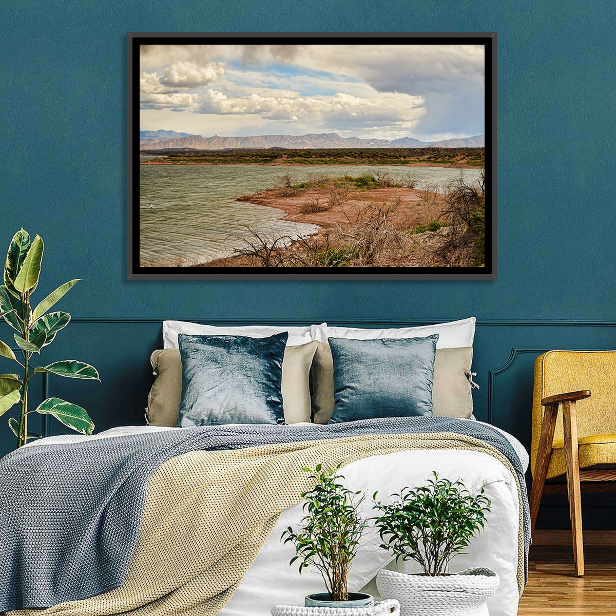 Roosevelt Lake Shoreline Wall Art in a room, landscape