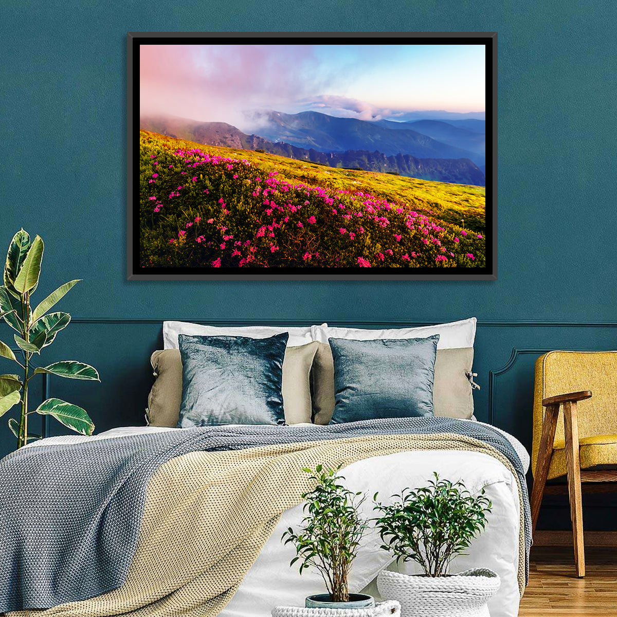Alpine Rhododendron Meadow at Golden Hour Wall Art