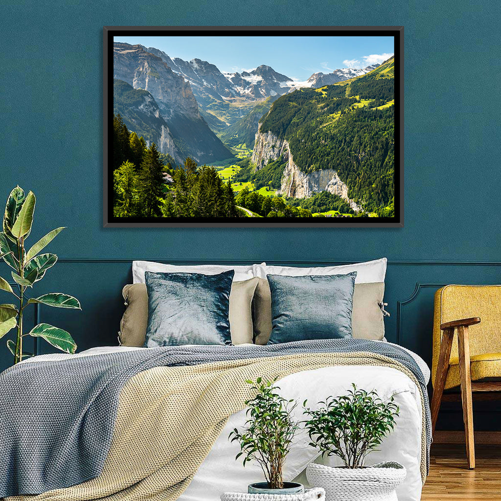 Lauterbrunnen Valley Waterfall View Wall Art