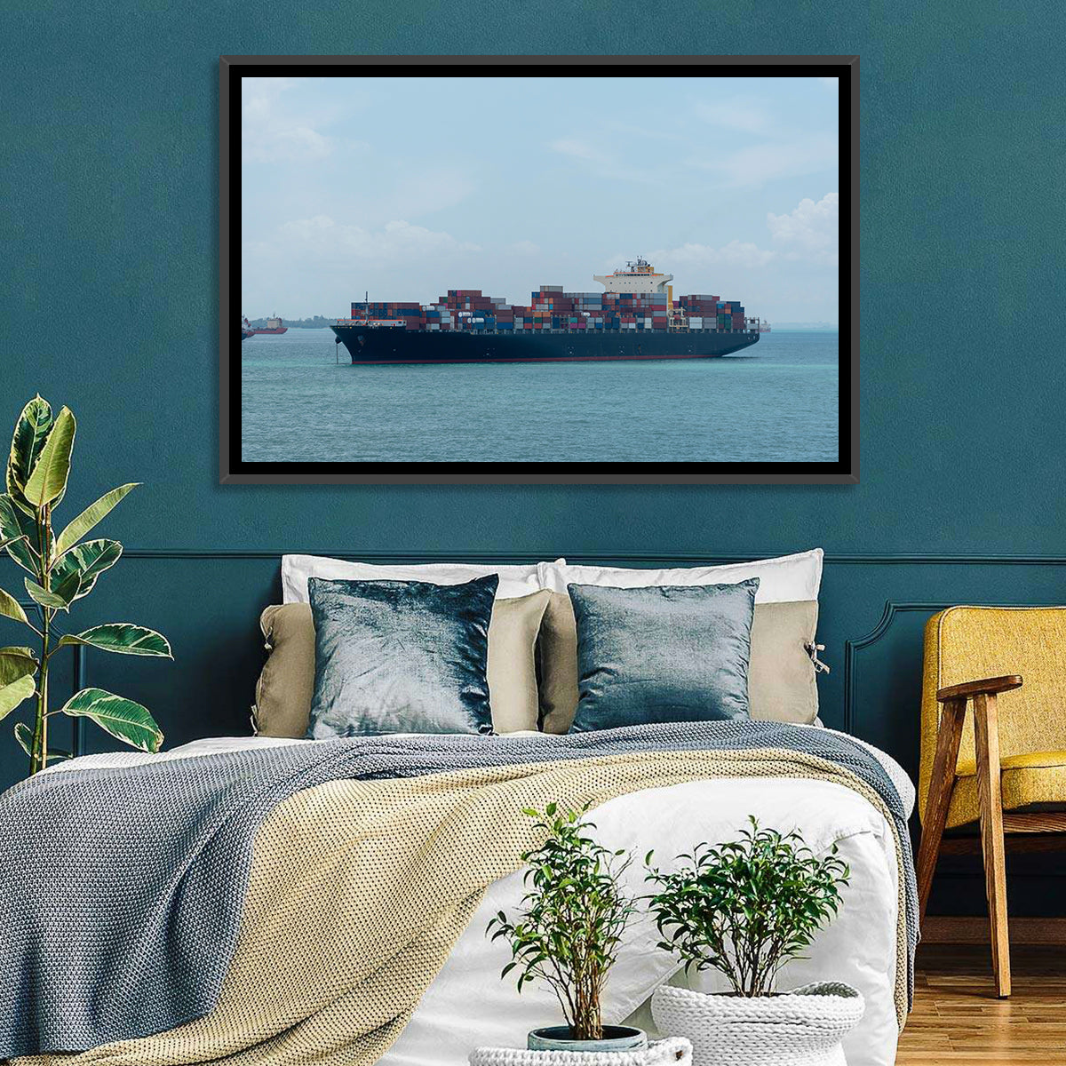 Harbor Container Ship at Sea Wall Art