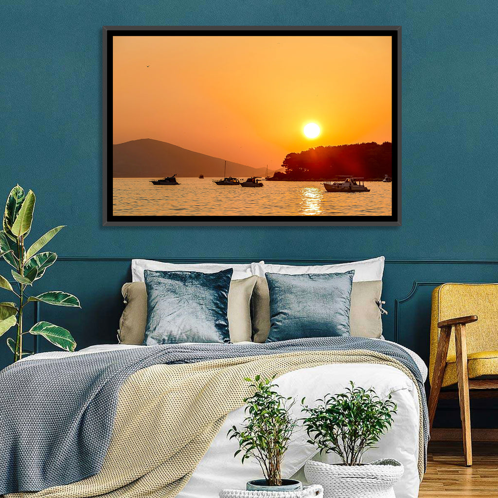 Golden Harbor Sunset Wall Art