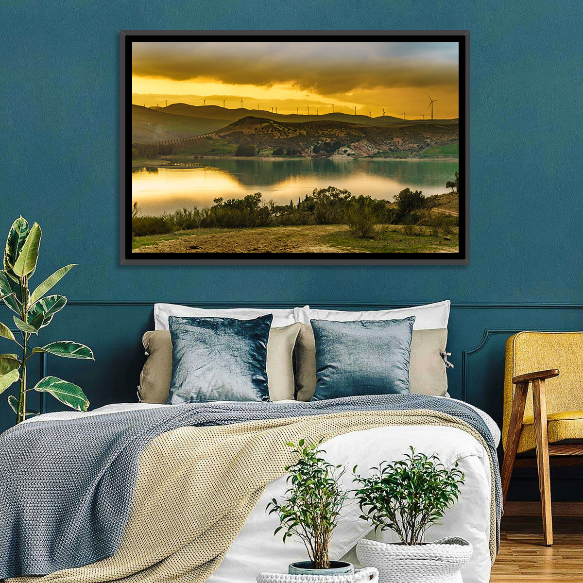 Andalucia Wind Farm at Golden Hour Wall Art in a room, landscape