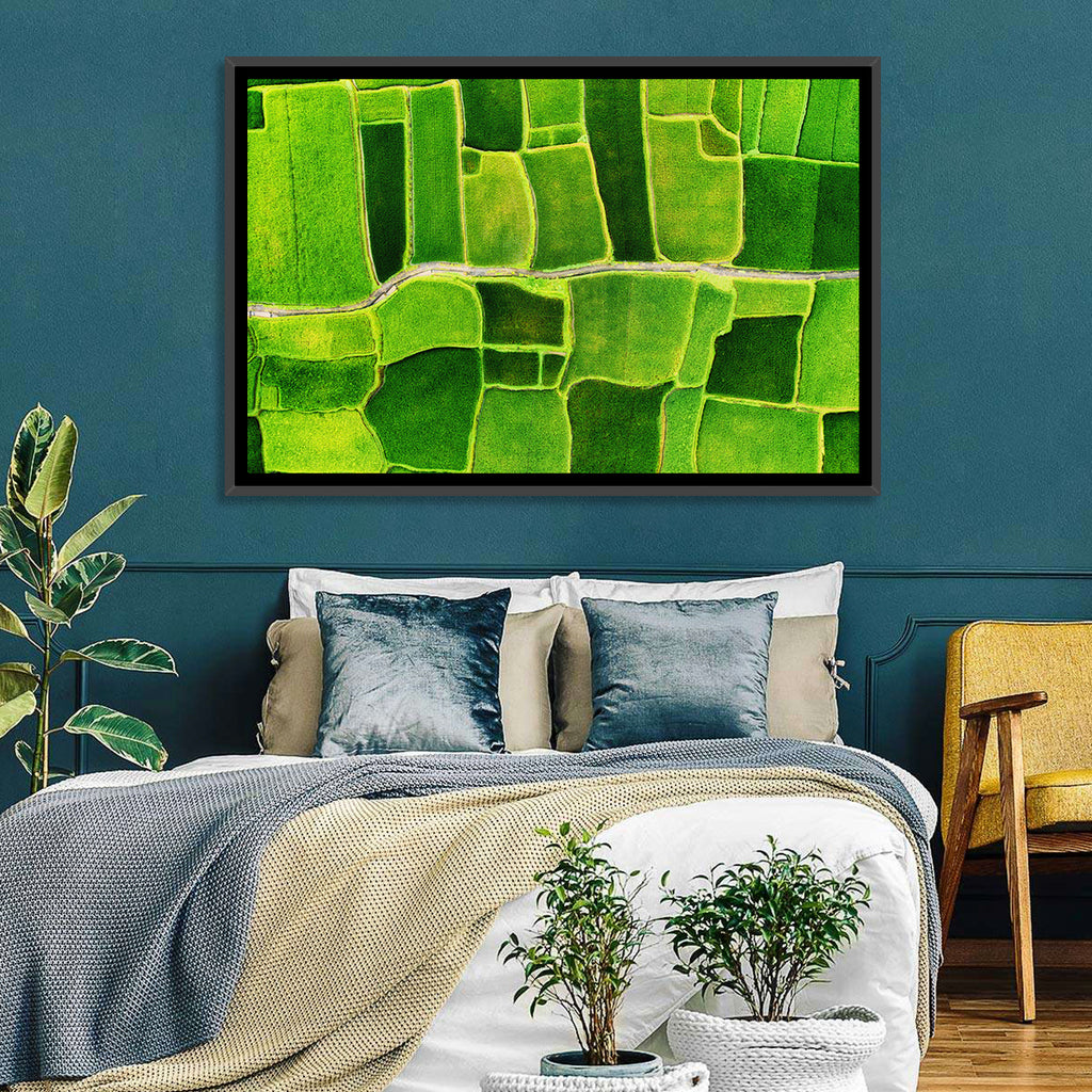 Verdant Rice Terrace Grid Wall Art