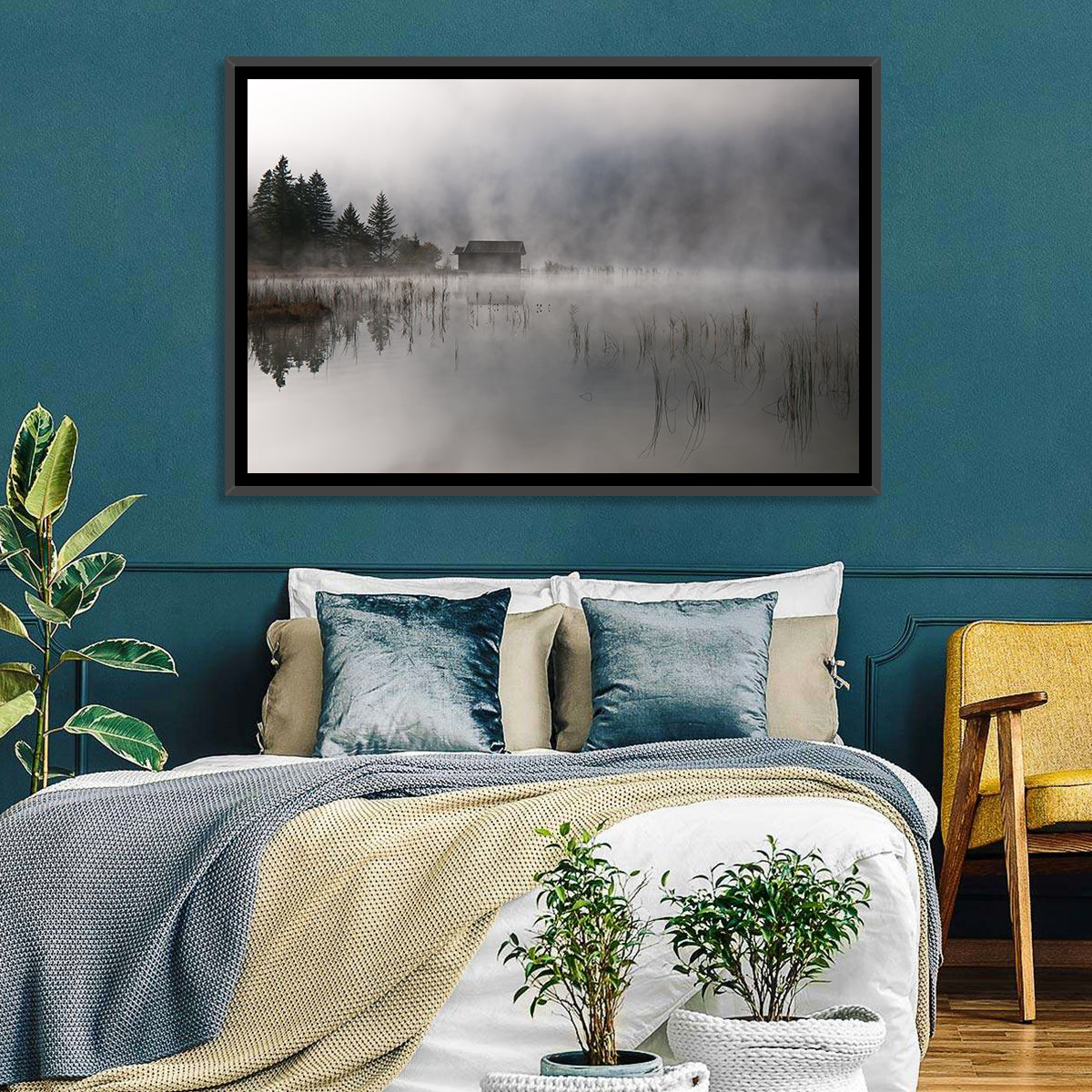Ferchensee Morning Mist Wall Art in a room, landscape