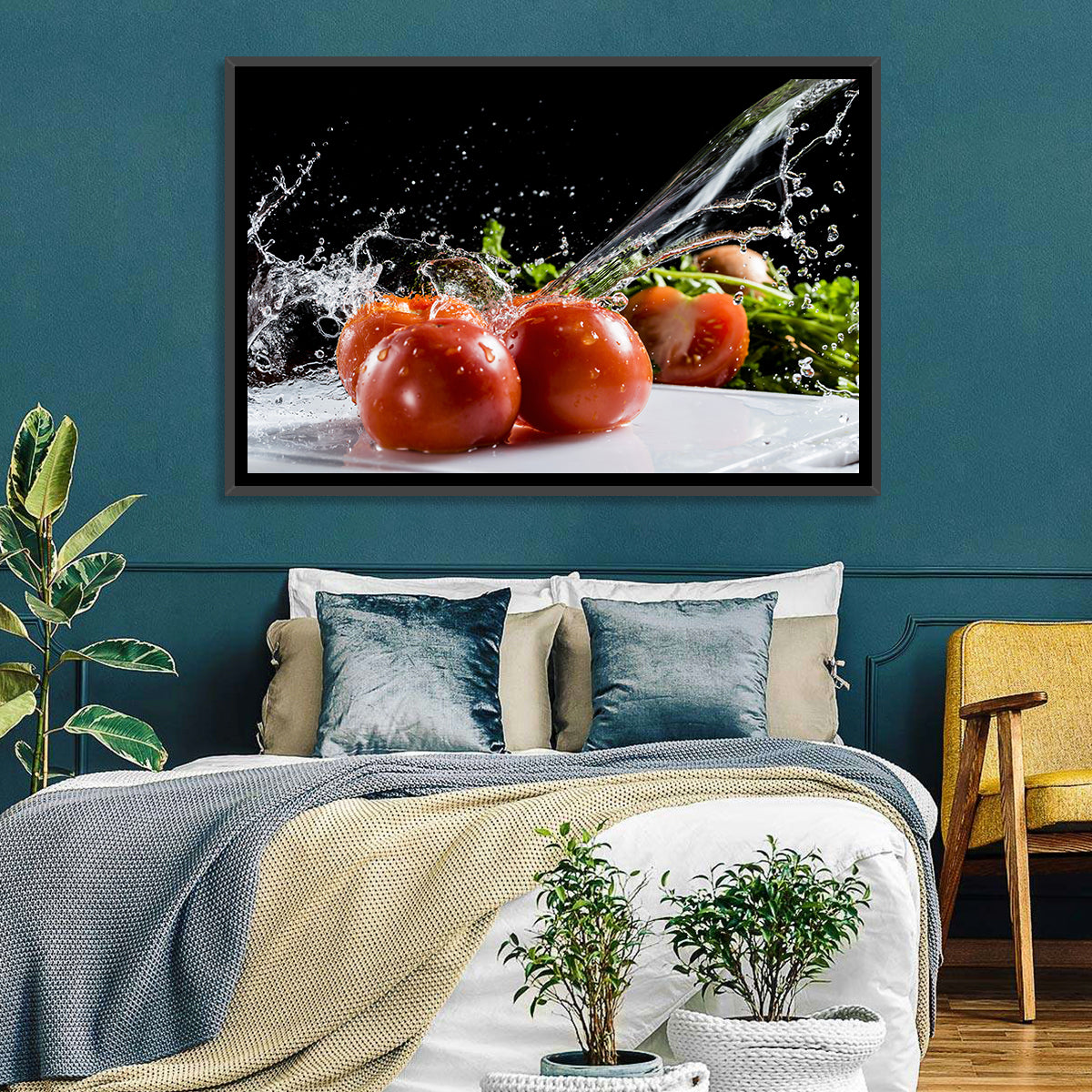Tomatoes with Water Splash Wall Art