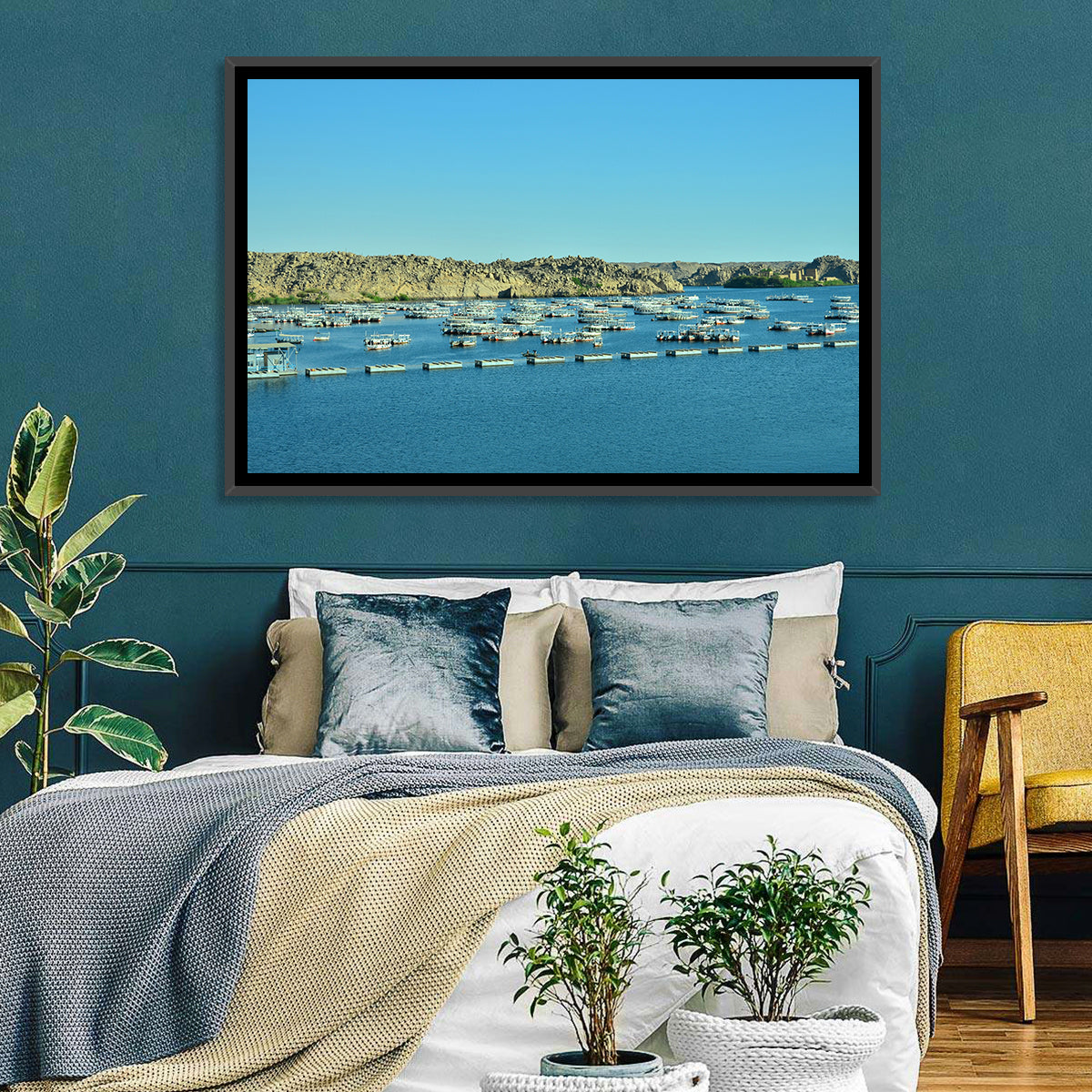 Philae Harbor, Lake Nasser Wall Art in a room, landscape