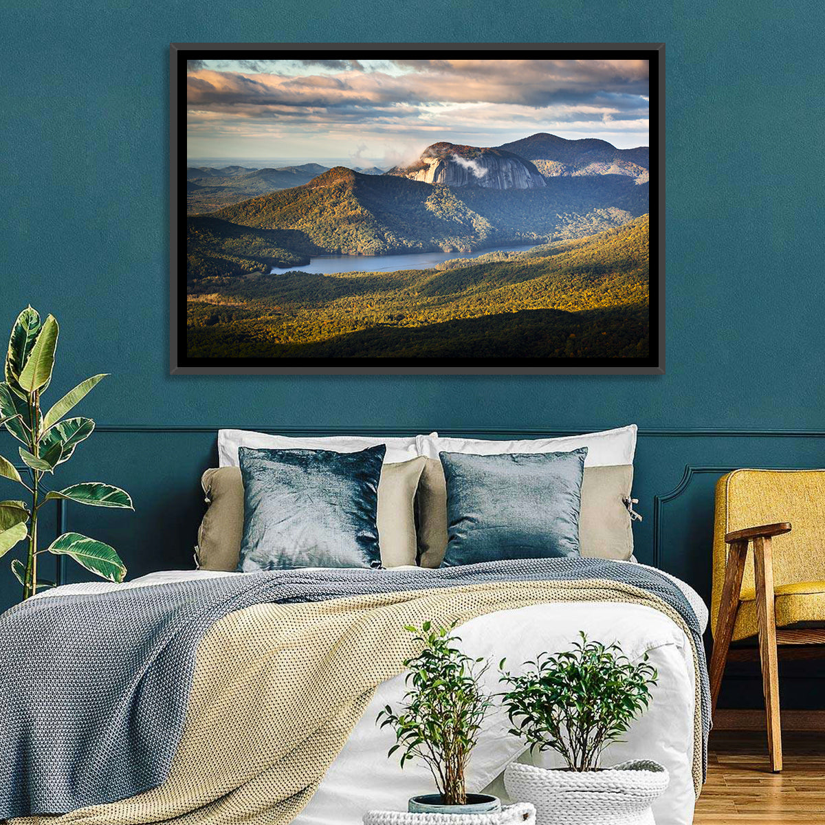 Table Rock Sunrise Over Looking Glass Rock Wall Art in a room, landscape